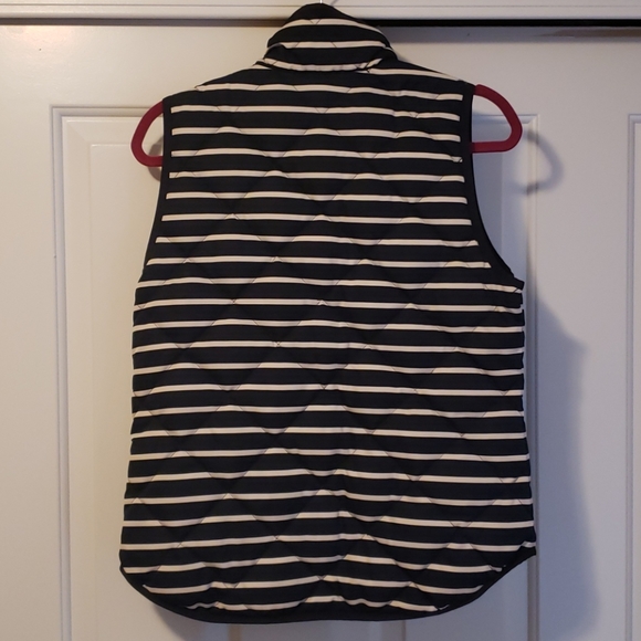 J.Crew Navy Striped Down Vest Sz S - Picture 2 of 6